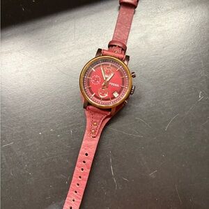 Fossil Purple Leather Strap Watch